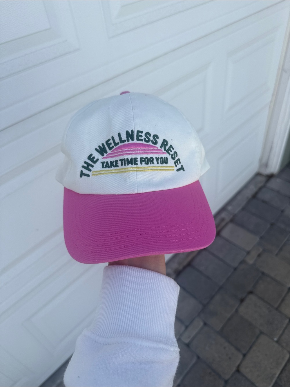 The Wellness Reset 'Take Time For You' White & Pink Baseball Cap